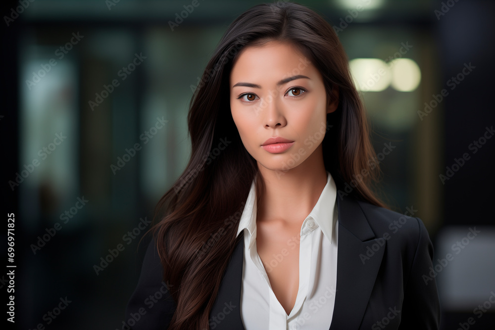 a beautiful asianwoman business in the office, strong facial expression, dark white and dark brown, simple, multi-layered a beautiful asianwoman business in the office, strong facial expression, dark white and dark brown, simple, multi-layered