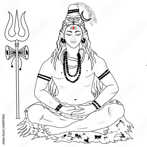 Lord Shiva Outline drawing -  Lord Shiva - Maha shivratri -  Shiva sketch photo