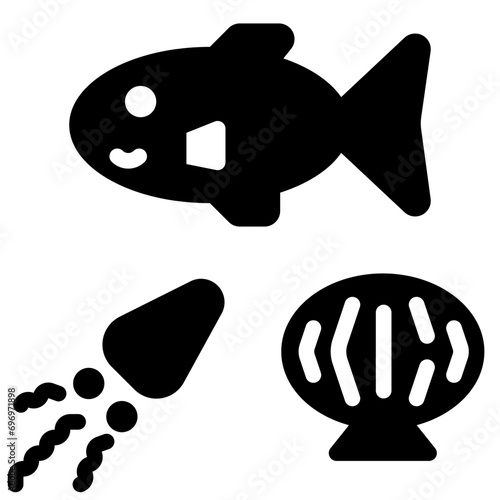 seafood shellfish glyph style icons