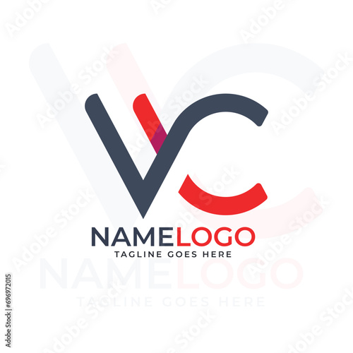 vc text logo design 