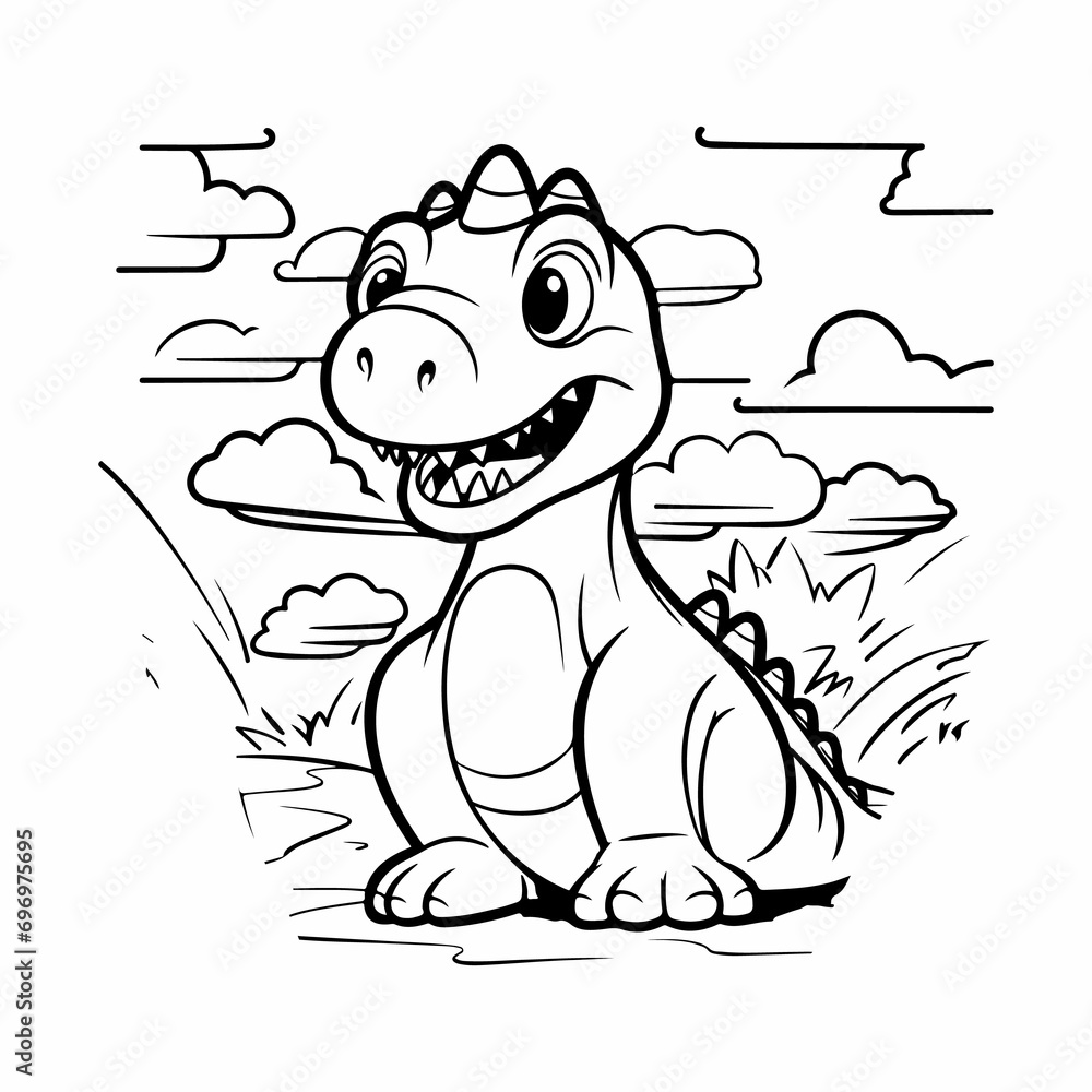 dinosaur coloring page outline illustration hand drawn outline