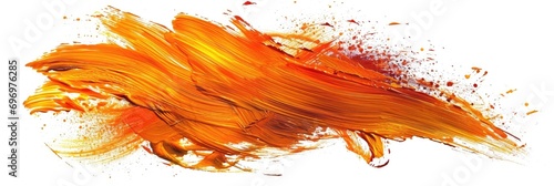 Orange Grunge Brush Strokes: Vibrant Oil Paint on White Background