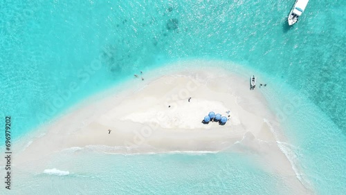 Top down aerial view of Landscape seascape atoll sandbank island in Maldives photo