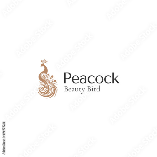 Luxurious peacock bird logo icon design template