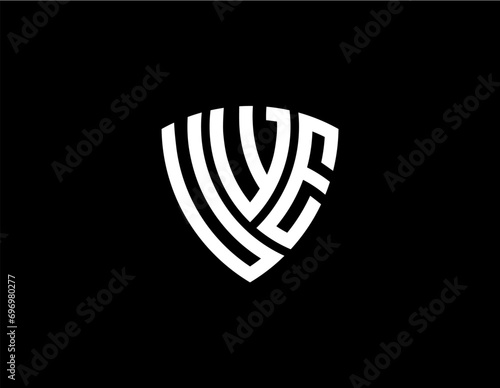 UWE creative letter shield logo design vector icon illustration