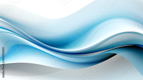 Blue and white dynamic wavy lines background with copy space. Background concept. AI generated.
