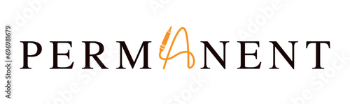 Isolated Creative Logo For Permanent Makeup Artist Or Beauty Studio, Letter A, In Minimalist Style. A machine for permanent makeup, a tattoo pen. Vector illustration EPS10