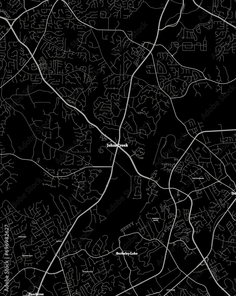 Johns Creek Map, Detailed Dark Map of Johns Creek Stock