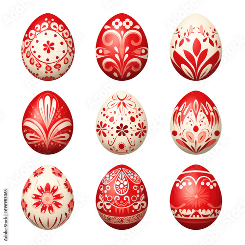 set easter eggs clipart in color Red on white background 