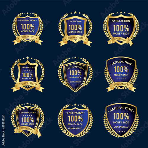 100% Money back Guaranteed, trust badge vector design, money back logo design, money back guaranteed golden badges