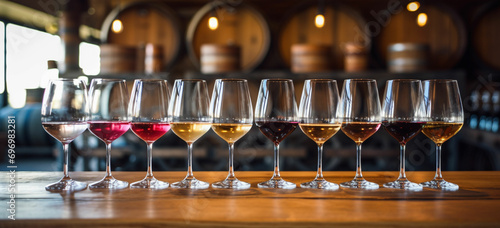 Visit a local winery or create a wine tasting experience at home with a variety of wines photo