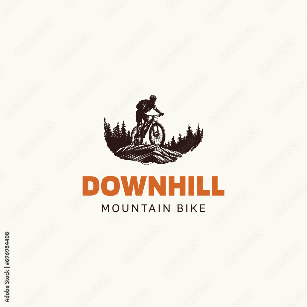 Mountain bike logo, mountain bike sport logo design template