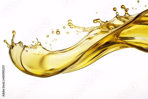 A white background shows isolated ripples of olive oil or motor oil.