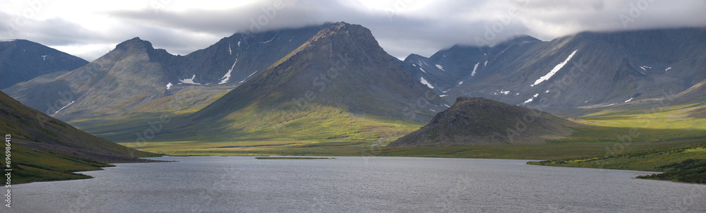 A cloudy day in the mountains of the polar Urals. Russia A cloudy day in the mountains of the polar Urals. Russia