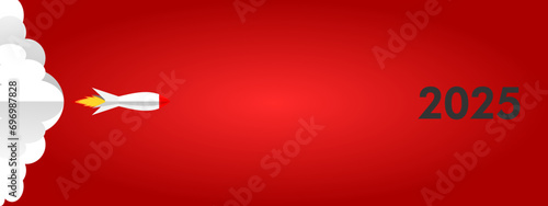 2025 - happy new year - best wishes modern background with rocket