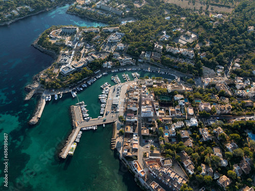 Porto Petro in Majorca aerial view, Balearic Islands, Mediterranean Coast