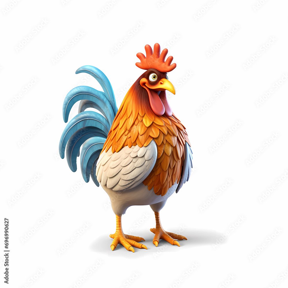 Funny Roster 3d cartoon character chicken