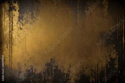 Grunge wall background. The distressed, rough elements are rendered in dark gold tones, creating a visually dynamic abstract design. Isolated in gold on a bold silver backdrop.