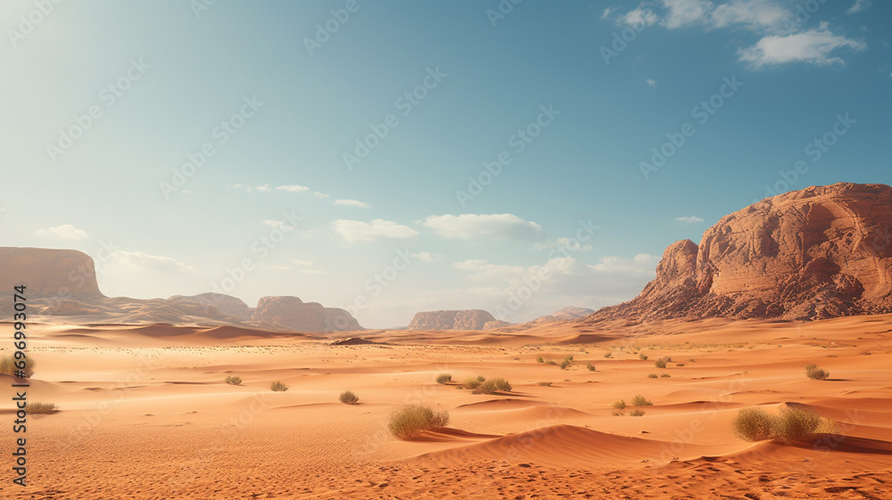 Vast arid desert golden sand dunes endless horizons