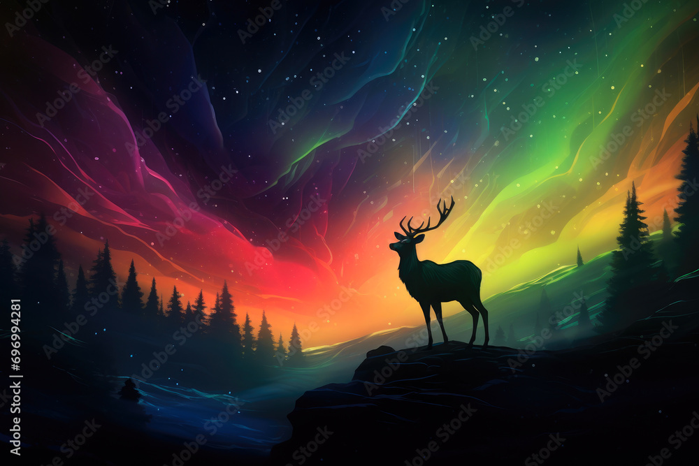 Wilderness Elegance: Antelope and Aurora Symphony