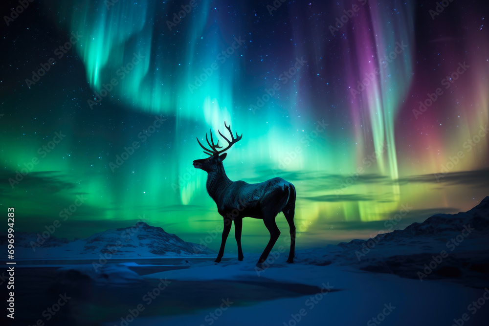 Aurora Dreams: Majestic Antelope in Night's Glow