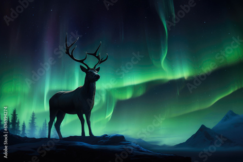 Enchanting Night: Antelope Amidst the Aurora © Andrii 