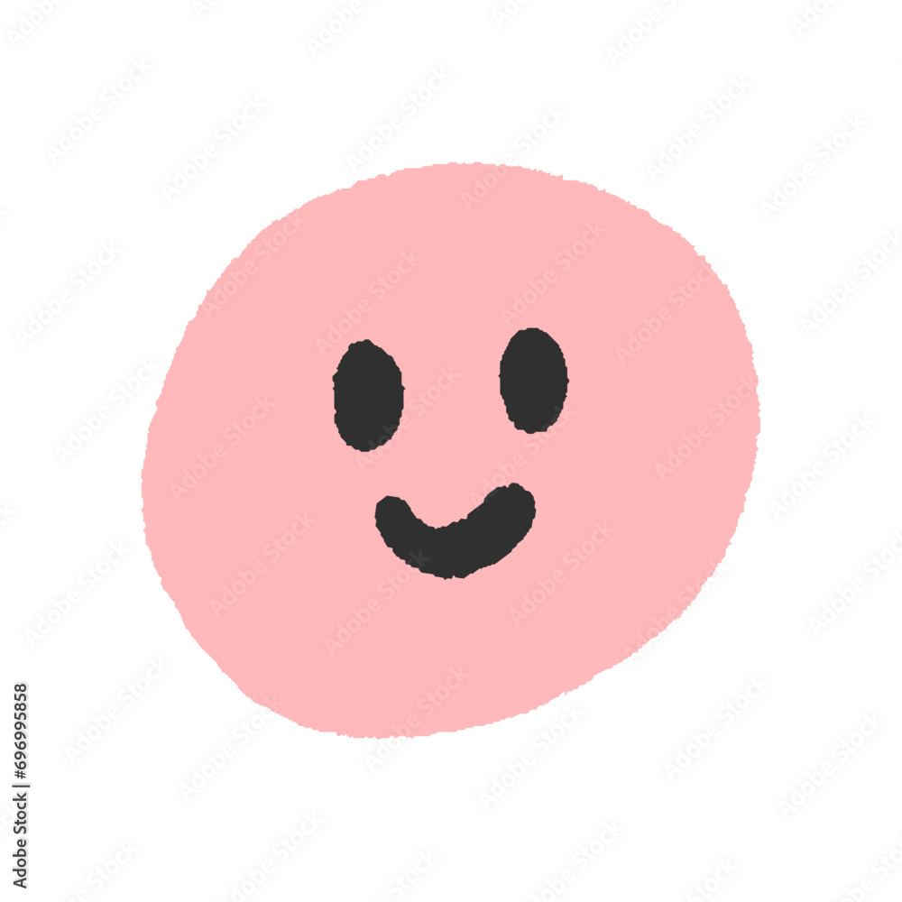 Fototapeta premium 手書きのかわいい笑顔の顔文字 - シンプルな線画の絵文字のデザイン素材 