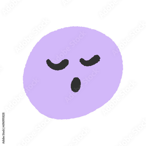 目を閉じて眠っている絵文字 - 紫色の手書きのシンプルでかわいい顔のデザイン素材