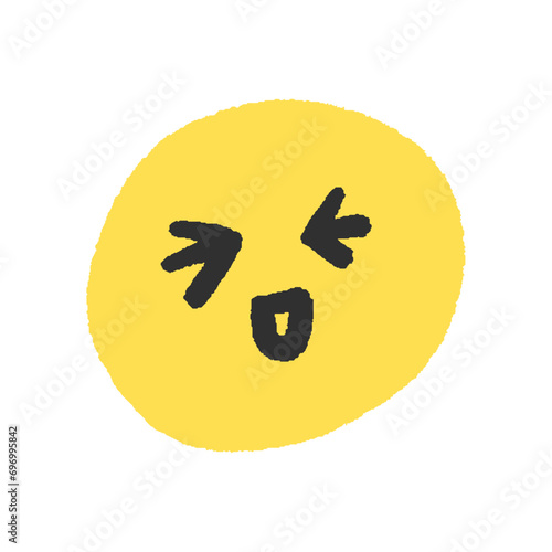 手書きの目を閉じて笑っている絵文字 - シンプルでかわいい顔のデザイン素材
