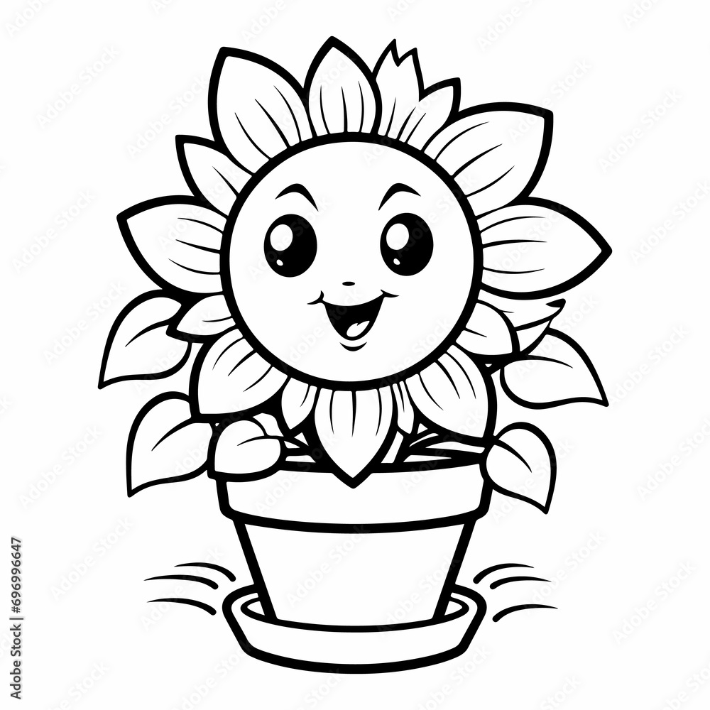 cute hand drawn flowers outline illustration 
hand drawn simple flower coloring page illustration