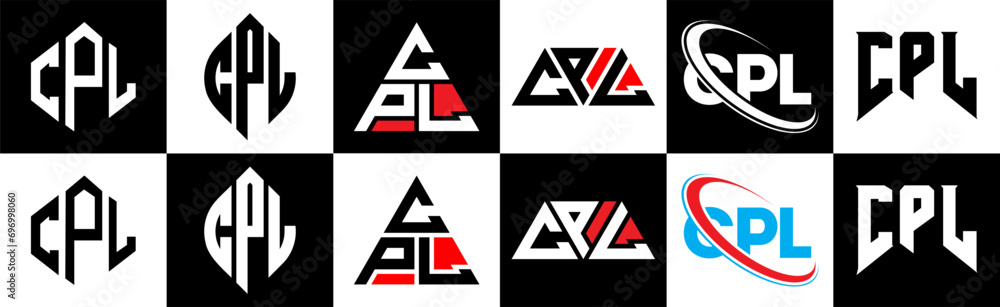 CPL letter logo design in six style. CPL polygon, circle, triangle, hexagon, flat and simple style with black and white color variation letter logo set in one artboard. CPL minimalist and classic logo CPL letter logo design in six style. CPL polygon, circle, triangle, hexagon, flat and simple style with black and white color variation letter logo set in one artboard. CPL minimalist and classic logo
