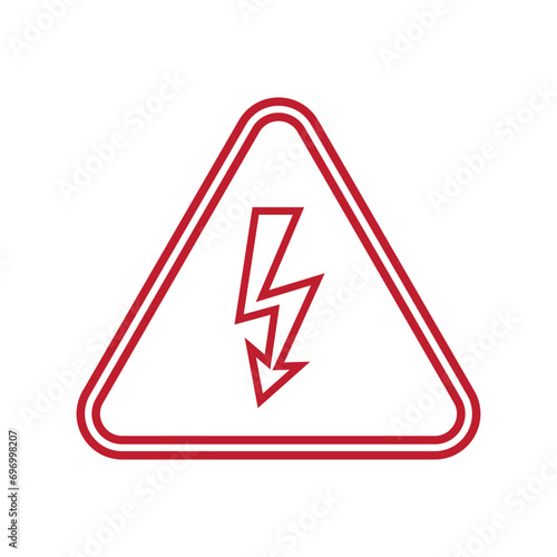 Electric high voltage danger hard icon in outline. Downward lightning representing high voltage.