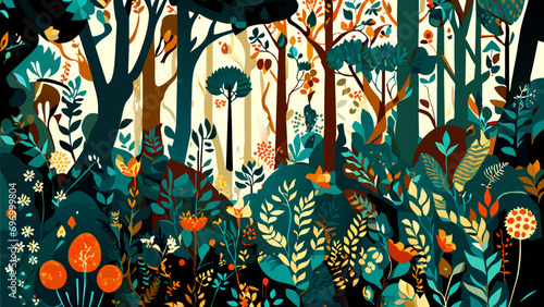 Whimsical patterns with enchanted forests. vektor icon illustation
