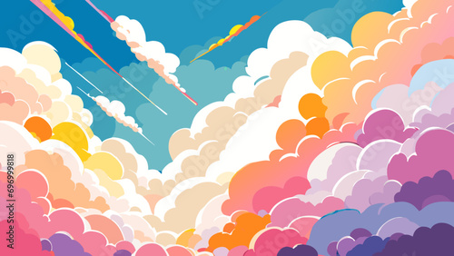 Dreamy watercolor clouds and rainbows. vektor icon illustation