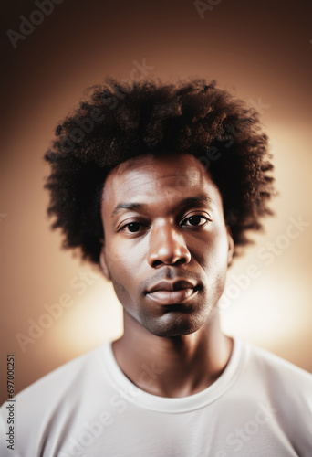 ritratto con primo piano di volto di giovane uomo dallo sguardo deciso, sfondo con luce diffusa © divgradcurl