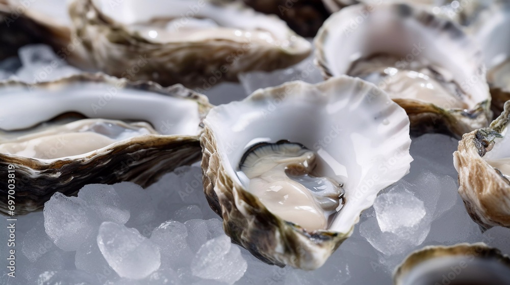 Fresh Oysters on Bed of Ice Fresh Oysters on Bed of Ice