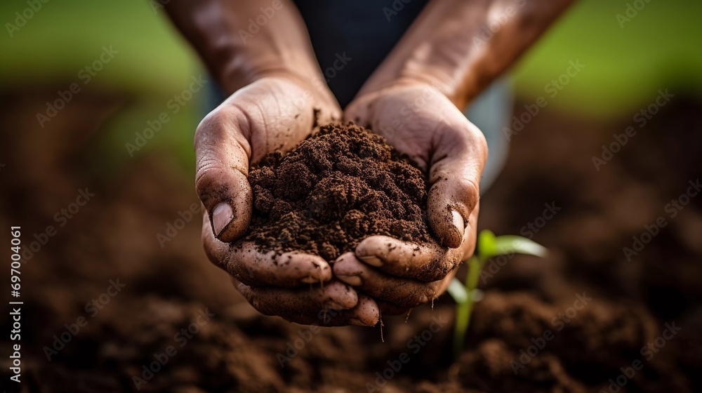 Nurturing Hands Cradling Fertile Soil with a New Sprout Emerging Nurturing Hands Cradling Fertile Soil with a New Sprout Emerging