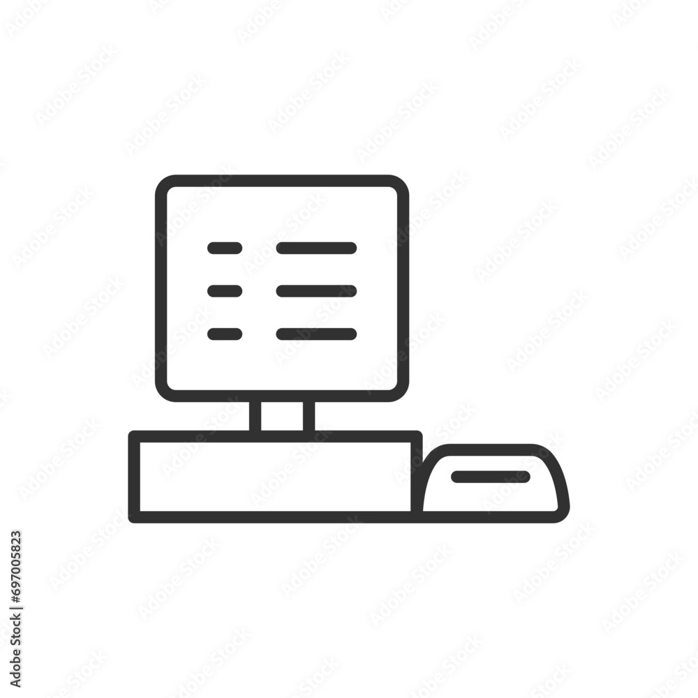 Modern cash register, linear icon. Line with editable stroke Modern cash register, linear icon. Line with editable stroke