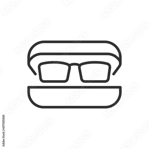 Glasses in a case, linear icon. Line with editable stroke