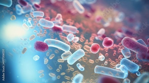 Vibrant Depiction of Antibiotic Resistance: Bacteria vs. Medicine in a Close-Up View photo