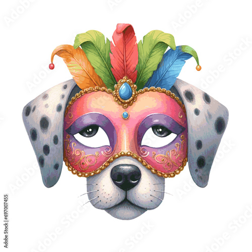beautiful carnival dog mask for holiday party card decor