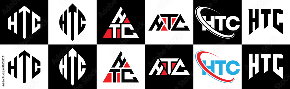 HTC letter logo design in six style. HTC polygon, circle, triangle, hexagon, flat and simple style with black and white color variation letter logo set in one artboard. HTC minimalist and classic logo HTC letter logo design in six style. HTC polygon, circle, triangle, hexagon, flat and simple style with black and white color variation letter logo set in one artboard. HTC minimalist and classic logo
