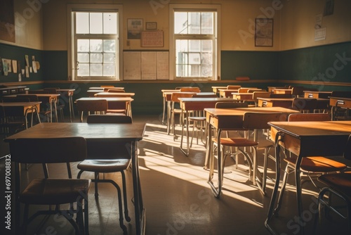 Interior of a empty classroom in elementary school