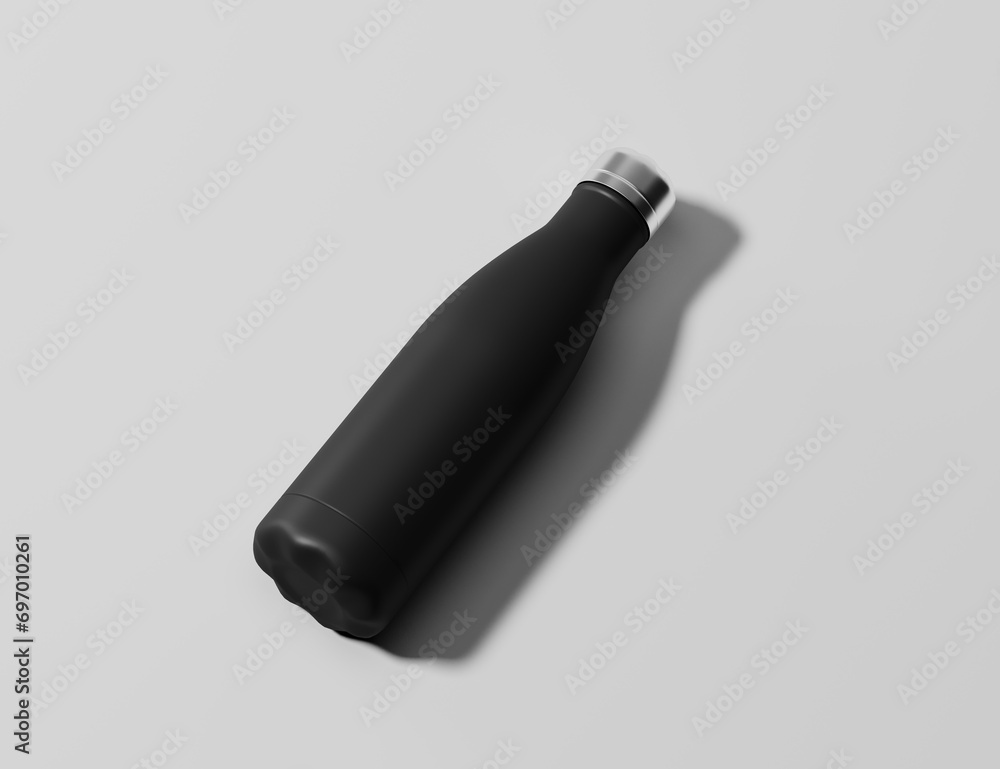 Metal bottle mock-up. Sport metal bottle template on studio background. Metal bottle mock-up. Sport metal bottle template on studio background.