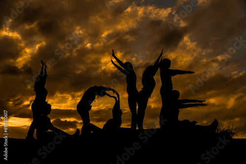 silhouette of a persons, silhouettes of people in the sunset, peoples at sunset, silhouette of people, group of people at sunset, group of people, word love with people doing 