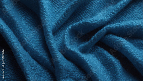 top view bright blue woolen cloth