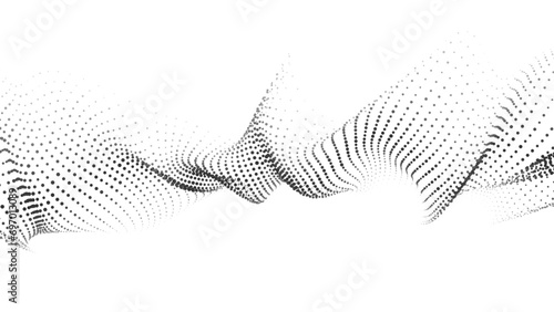 Fototapeta Naklejka Na Ścianę i Meble -  Abstract futuristic wave of black dots moving on a white background.Big data. 3d rendering