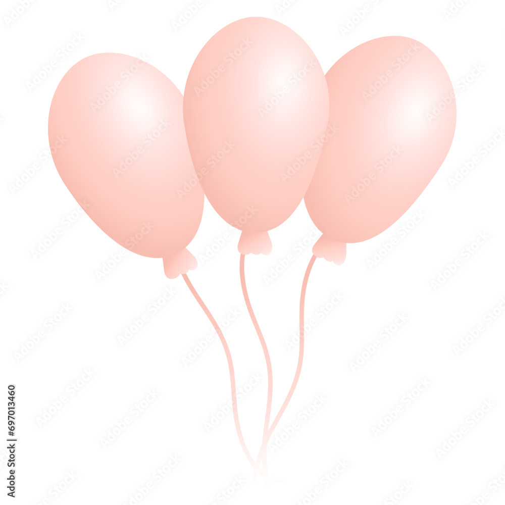 Festive pink balloons. The party element in soft pink gradient. Balloons for gifts and decorations at girly party. The girl's birthday. Isolated on white background. Festive pink balloons. The party element in soft pink gradient. Balloons for gifts and decorations at girly party. The girl's birthday. Isolated on white background.