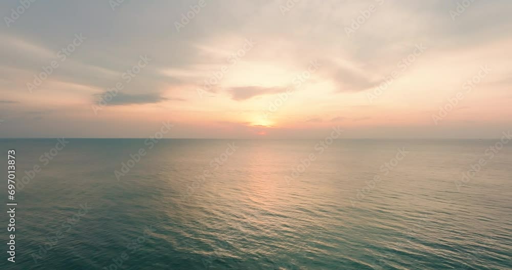 Sea sunset over horizon sea and sky horizontal aerial view high quality video Sea sunset over horizon sea and sky horizontal aerial view high quality video