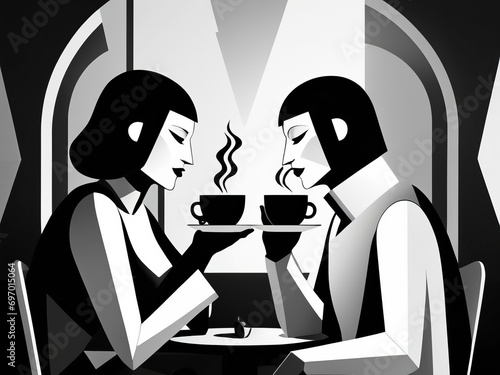 Stylish Visual Art  Eji Illustration of Business Conversation